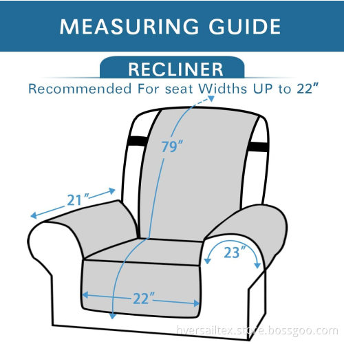 Reversible Recliner Quilted Chair Cover Seat Width 22"
